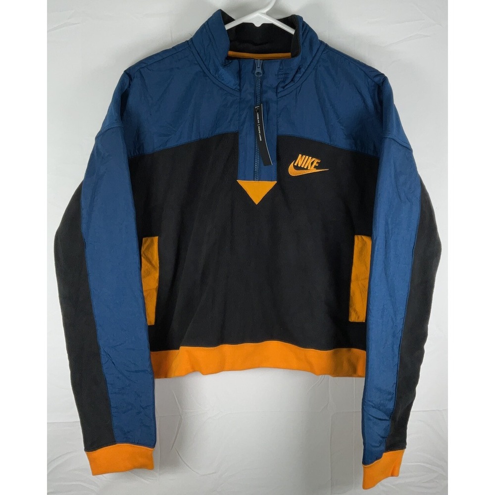 Nike Blue Black and Orange Half-Zip Pullover Jacket